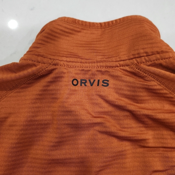 Orvis Mens Horseshoe Hills 1/4 Zip Top XL Orange Pullover Outdoor Hiking Stretch - Picture 5 of 13